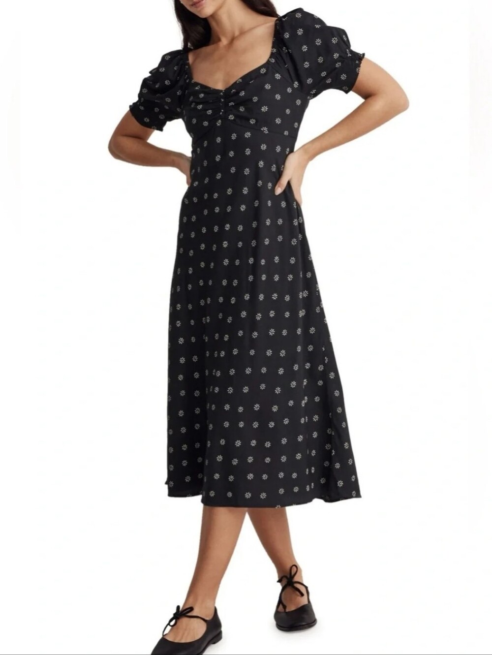 Madewell Black Midi Dress With Sweetheart Neckline Size 10